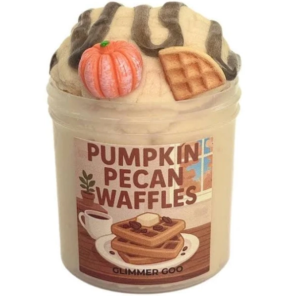 NEW! Pumpkin Pecan Waffles | Scented Cloud Slime with Syrup Drizzle with Pumpkin & Waffle Charm | Warm Cozy Autumn Slime Gift for Kids & Adults