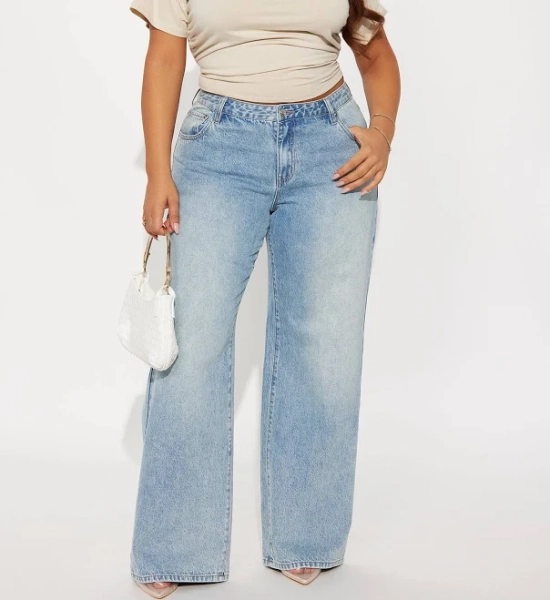 Fashion Nova Women's Westside Low Rise Wide Leg Jeans