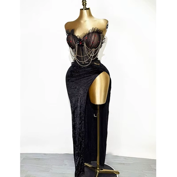evening dresses luxury nightclub 2 sets costumes for women crystal top and skirt dance  birthday party DS performance drag queen - AliExpress 200000532