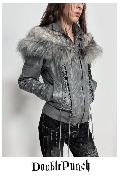 DOUBLE PUNCH Bomber Jacket - Grey / White — Splash Splash