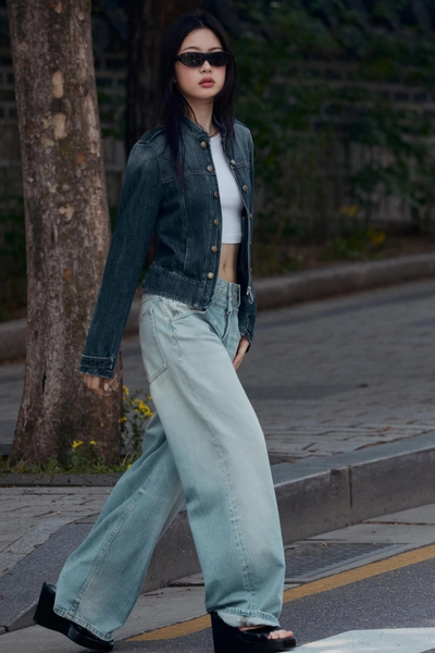 TRF MID-RISE DOUBLE WAISTBAND STRAIGHT JEANS - Light blue - 25 (US 0)