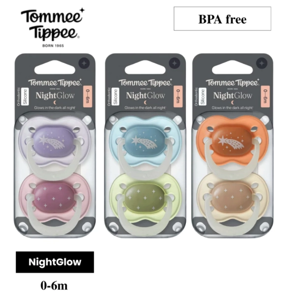  Tommee Tippee Nightglow Silicone Soother 2-pack - Assorted Colours