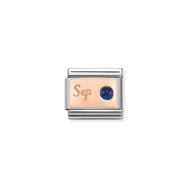 Nomination Composable Classic STONE of MONTH in S. Steel and 9k rose gold September SAPPHIRE