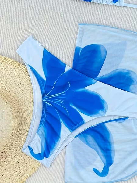 nyhet beach pool party blå tryckt halter bikini baddräkt dam - Temu Sweden