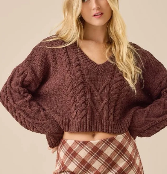 Altar'd State Paisley Boxy Cable Sweater