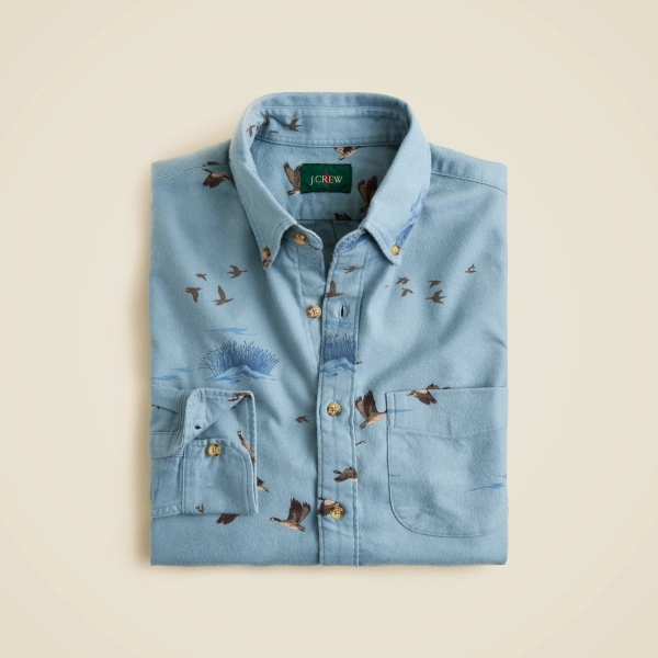 Midweight flannel shirt with button-down collar