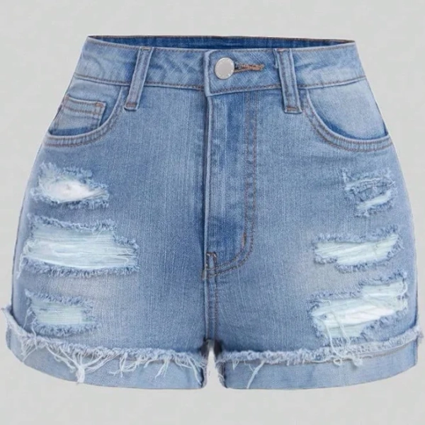 SHEIN Teen Girl Distressed Hem Pocket Denim Shorts