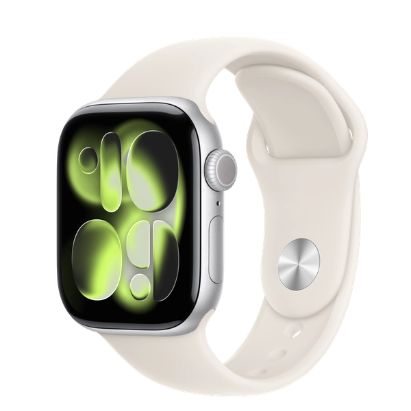 Apple Watch Series 11 GPS, 42mm Silver Aluminum Case with Starlight Sport Band - S/M