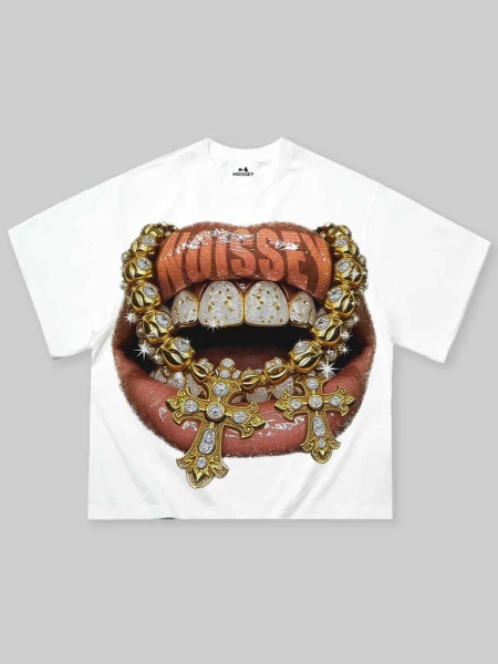Boxy oversized T-shirt Golden Diamond Jewelry Grills Print T-Shirt
