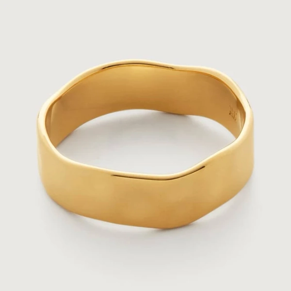 Monica Vinader Womens Siren 18ct Yellow Gold-Plated Vermeil Sterling Silver Ring