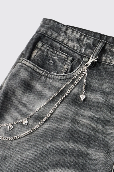 Silver Heart Jean Chain | BOOHOOMAN USA