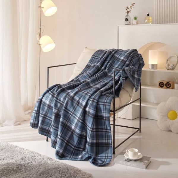Mainstays Cozy Blue Plaid Throw Blanket
