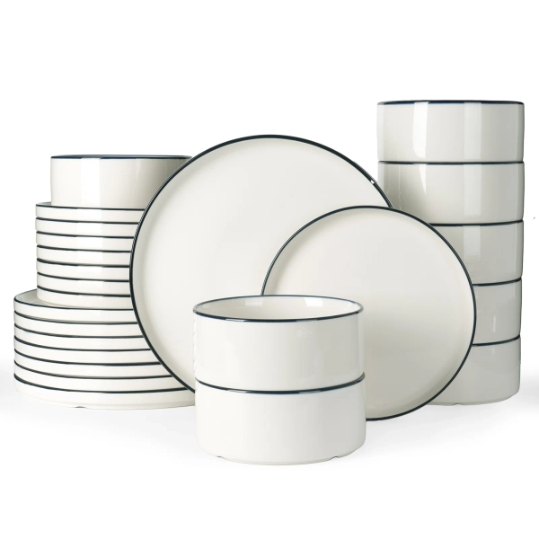 Birch Lane™  Jade Plates And Bowls Sets, 24 Piece Dinnerware Sets,Set For 8, White & Reviews | Wayfair