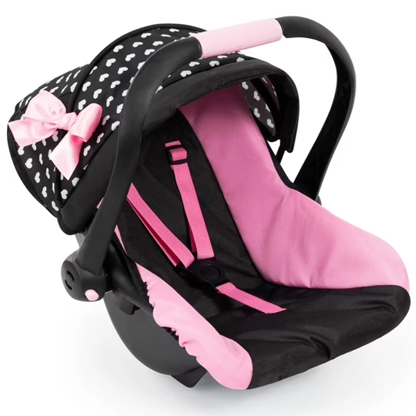 Bayer: Deluxe Car Seat: Hearts Black & Pink - Pretend Play Accessory for Dolls/Plushes Up to 18", Ages 3+, Large | baby dolls | dress up