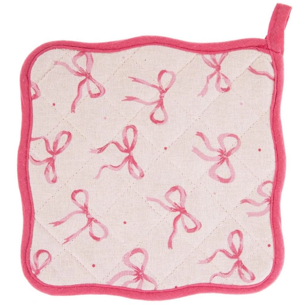 Pink Bows &amp; Dots Scalloped Pot Holder