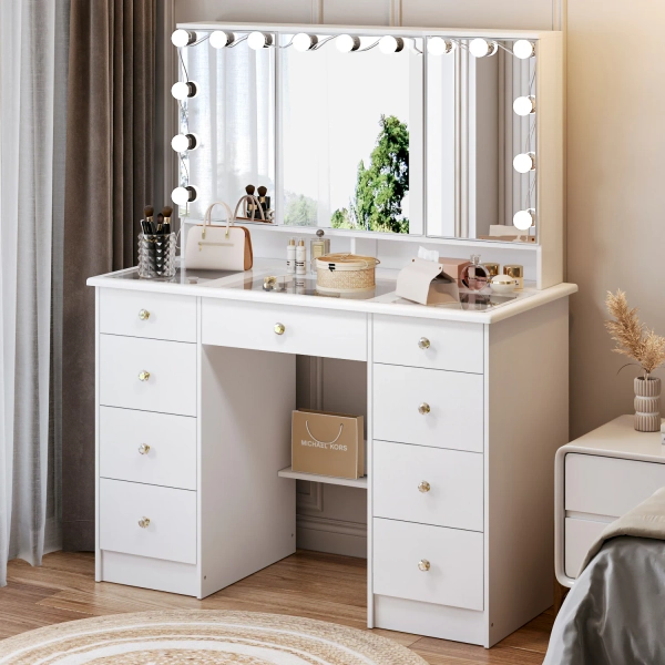 FUFU&GAGA 43.3-in White Makeup Vanity
