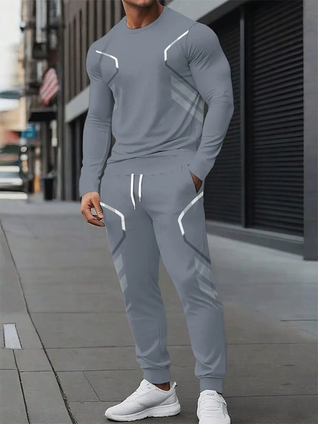 The new men's round-neck sweatshirt set for Spring and Autumn 2025 features street fashion and comfort with 3D pattern printing - AliExpress 200000343