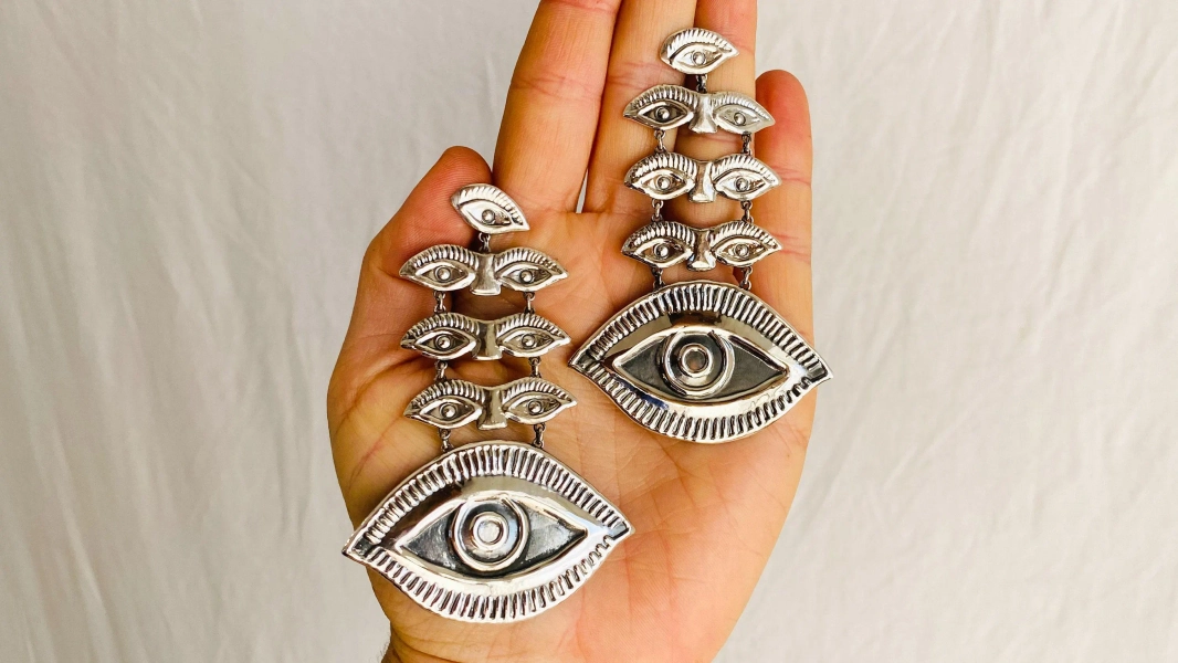 Milagro Silver Earrings. Taxco. Mexico. Sterling Silver. Artist Maria Belén. 0229