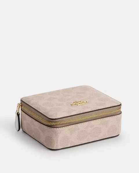 Gold/Sand/Chalk Large Jewelry Box In Signature Canvas