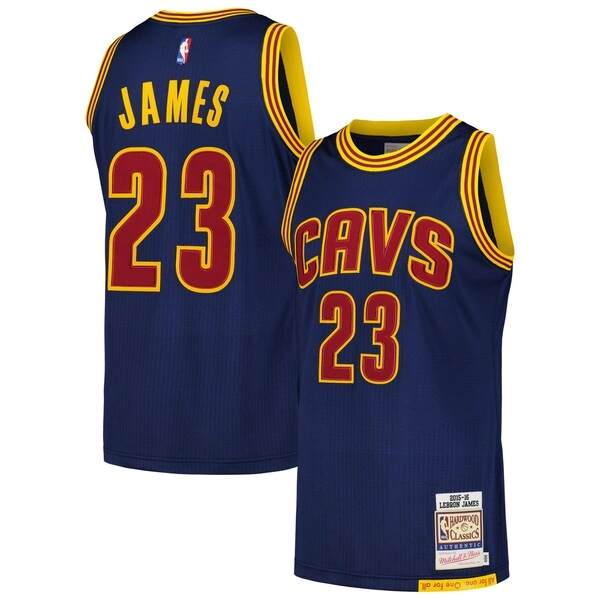 Men's Cleveland Cavaliers LeBron James Mitchell & Ness Navy 2015/16 Hardwood Classics Authentic Jersey