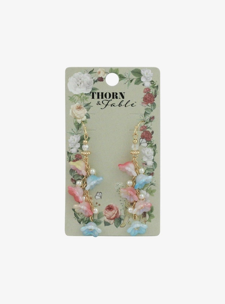 Thorn & Fable® Pink & Blue Lily Drop Earrings
