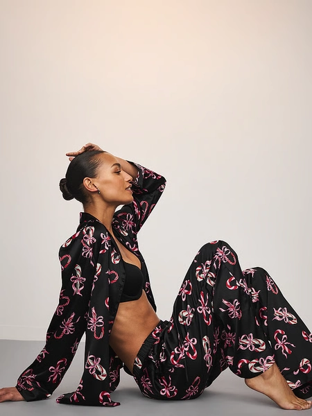 Glazed Satin Long Pajama Set