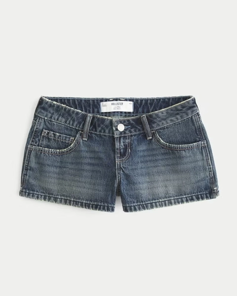 Low-Rise Dark Wash Denim Mini Shorts