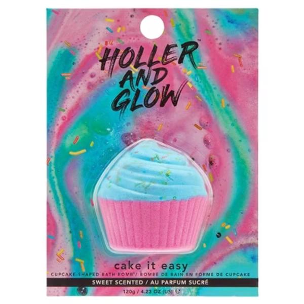 Holler and Glow Cake It Easy Cupcake Shaped Scented Bath Bomb - 4.23oz