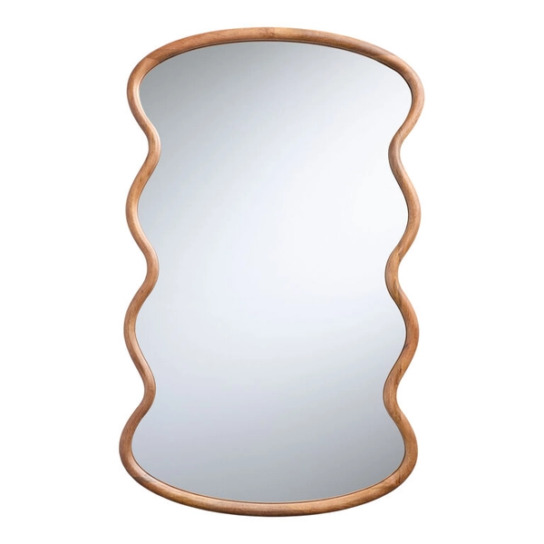 Walnut Mango Wood Wave Wall Mirror