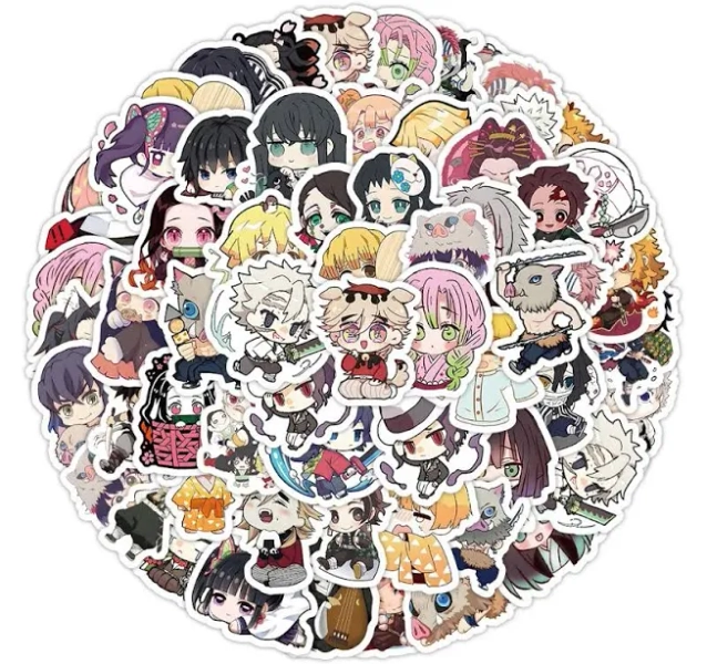 10/30/60PCS Kawaii Cartoon Demon Slayer Stickers Kimetsu No Yaiba Anime Sticker for Laptop Luggage