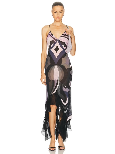 Emilio Pucci Maxi Dress in Pink & Black | FWRD
