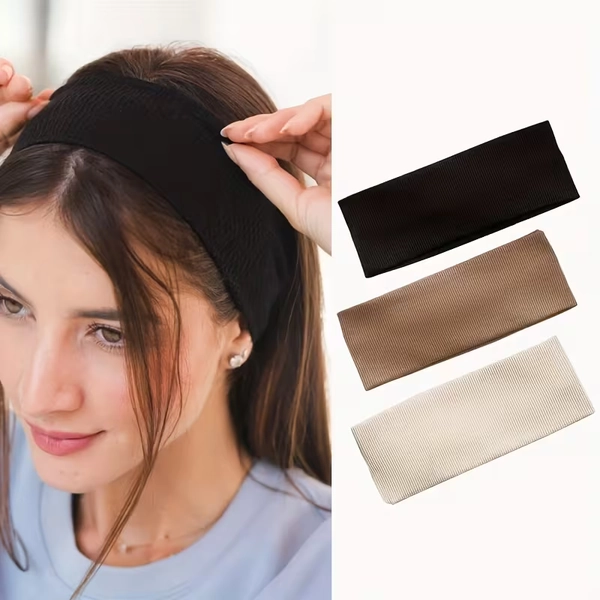 3pcs fashionable headbands soft stretchy solid color non - Temu