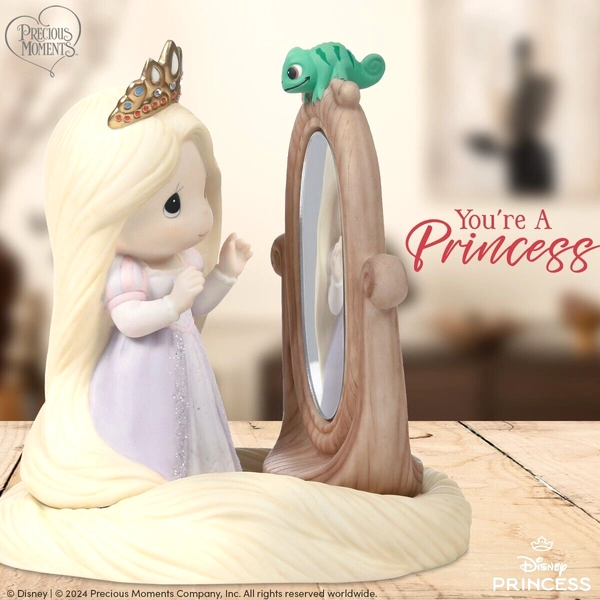 ✤ New PRECIOUS MOMENTS DISNEY Figurine RAPUNZEL MIRROR Tangled Pascal Princess