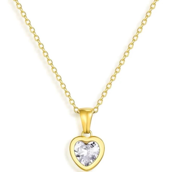 18K Gold Plated Stainless Steel Tarnish-Free Waterproof Heart Necklace