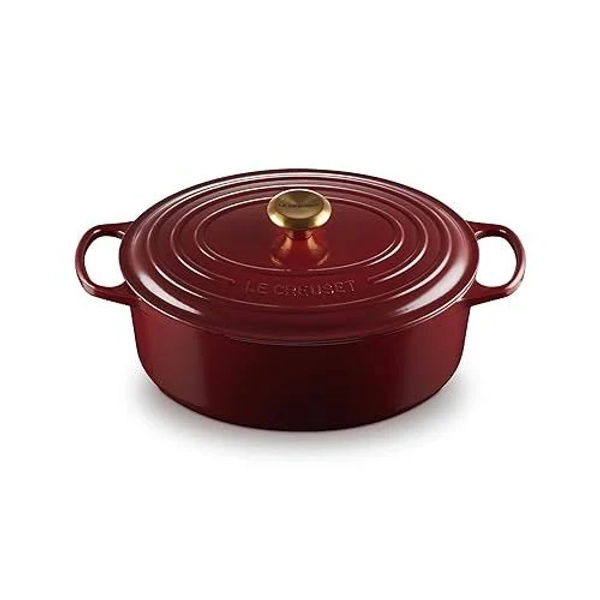 Le Creuset Enameled Cast Iron Signature Oval Dutch Oven, 6.75 qt., Garnet