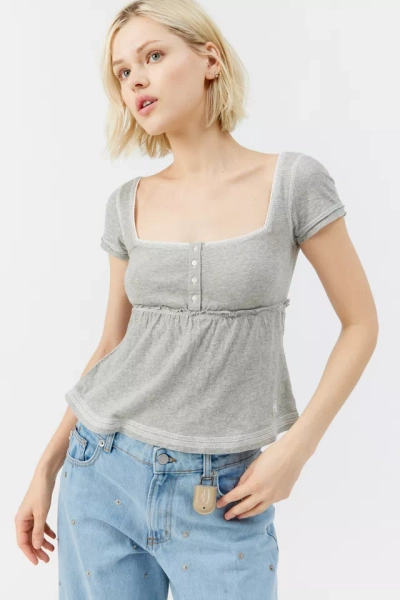 BDG Brittney Square Neck Henley Babydoll Tee