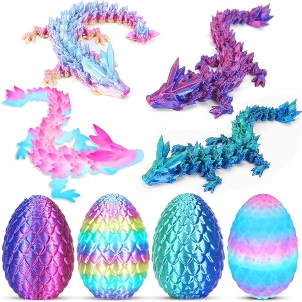 SHUWND 4PCS 3D Printed Dragon 3D Eggs with Dragon Inside, Mini Easter Eggs Fidget Toy 3D Articulated Crystal Dragon Mystery Egg Easter Basket Stuffers Surprise 3D Printed Animals Toy Set - Walmart.com