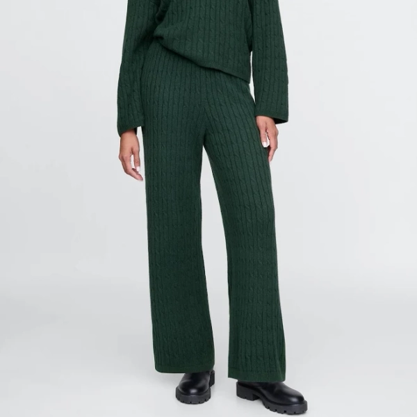 Gap Women's Cashsoft Cable-Knit Sweater Pants - Color Green or  Gray - Size M 