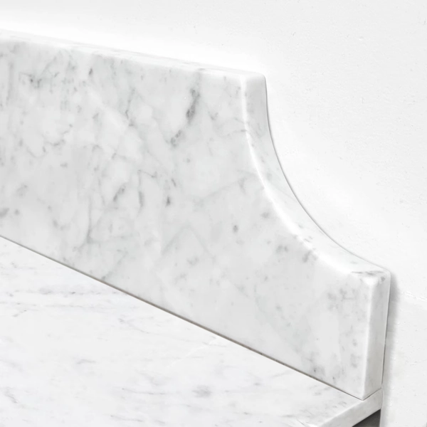 Backsplash Bianco Carrara Polished Marble Special Cut Scallop Design Custom Sizes Available