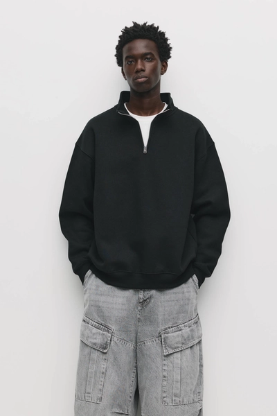 Sudadera básica cuello cremallera