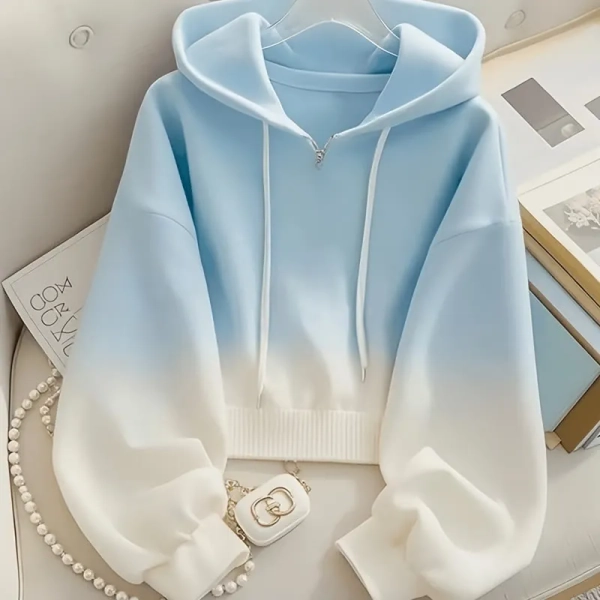 Gradient Zipper Casual Hoodie