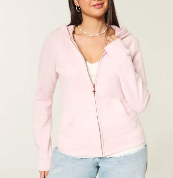 Hollister Women's Feel Good Customizable Charm Zip-Up Hoodie
