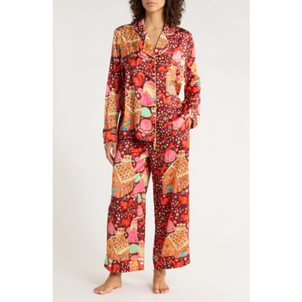 Karen Mabon Gingerbread Classic Pajamas in Burgundy at Nordstrom, Size Medium
