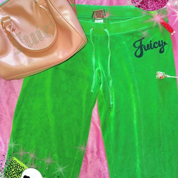 Juicy Couture green velour flare sweatpants with...