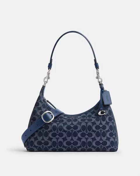 Silver/Deep Blue Multi Juliet Shoulder Bag In Signature Denim