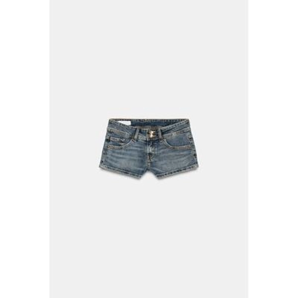 Zara - Trf Low-Rise Denim Mini Shorts - Mid-Blue - 32 (Us 14) - Woman