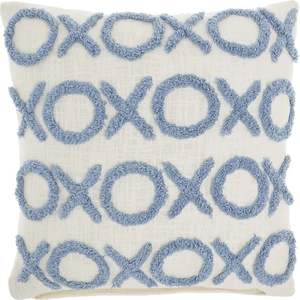 Besos Lane Blue Cotton Fabric Throw Pillow