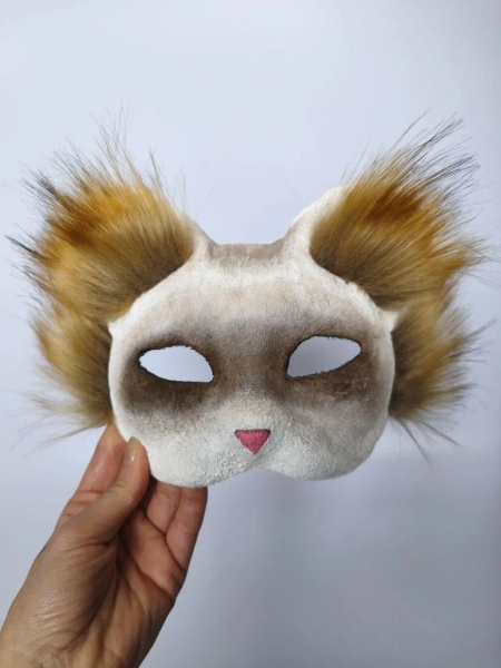 Ferret Therian Mask – Handmade Realistic Animal Mask, Soft Fleece Cosplay Mask, Quadrobics, Furry Costume, Gift for Teens & Adults