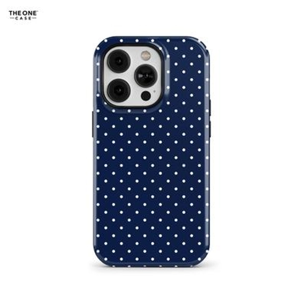 Navy Blue Polka Dot Phone Case for iPhone 17 16 15 14 13 12 Pro Max, Samsung Galaxy S25 S23, Google Pixel - Custom MagSafe Case | PCM-PD06