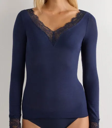 Ultralight Cashmere Lace Long Sleeve Shirt